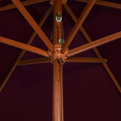 Parasol med træstang 200x300 cm bordeauxfarvet
