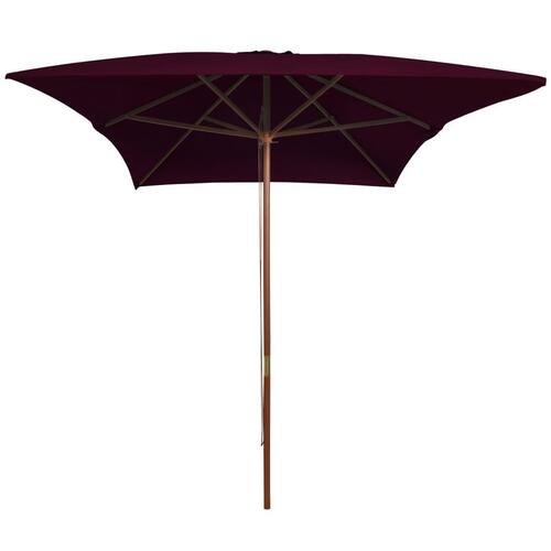Haveparasol 200x300 cm træstang bordeauxfarvet