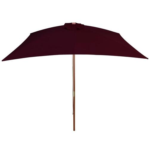 Haveparasol 200x300 cm træstang bordeauxfarvet