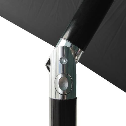 Parasol med stålstand og LED-lys 2x3 m antracitgrå