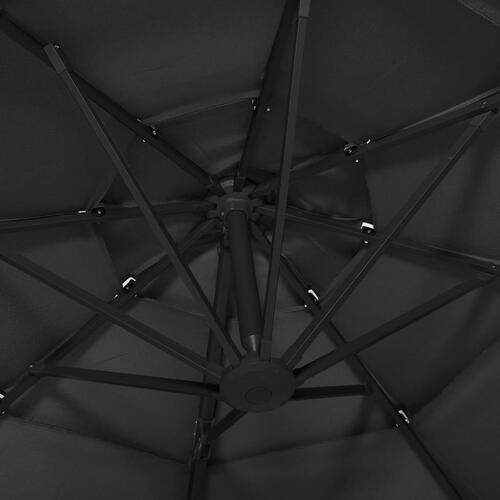 Parasol med aluminiumsstang i 4 niveauer 3x3 m sort