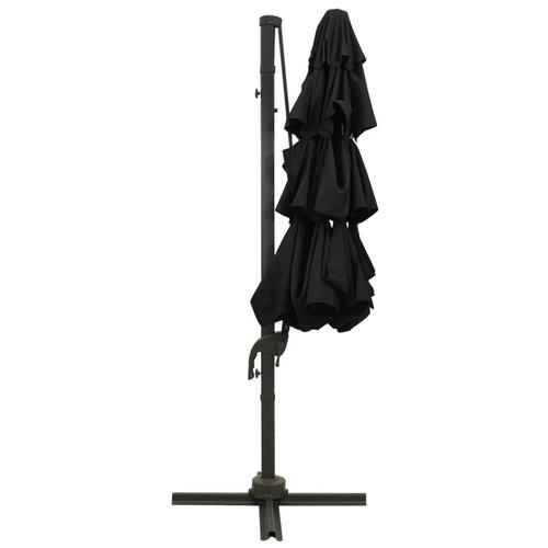 Parasol med aluminiumsstang i 4 niveauer 3x3 m sort