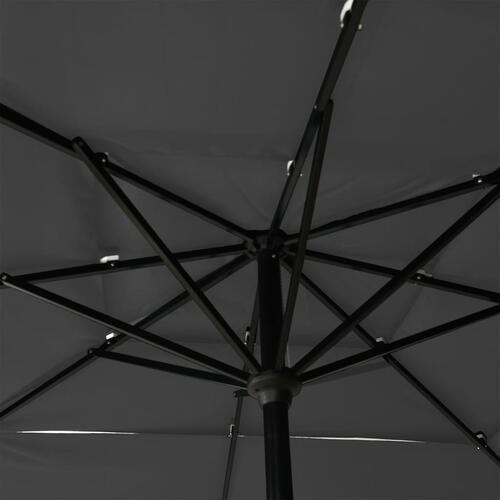 Parasol 2,5x2,5 m aluminiumsstang 3 niveauer antracitgrå