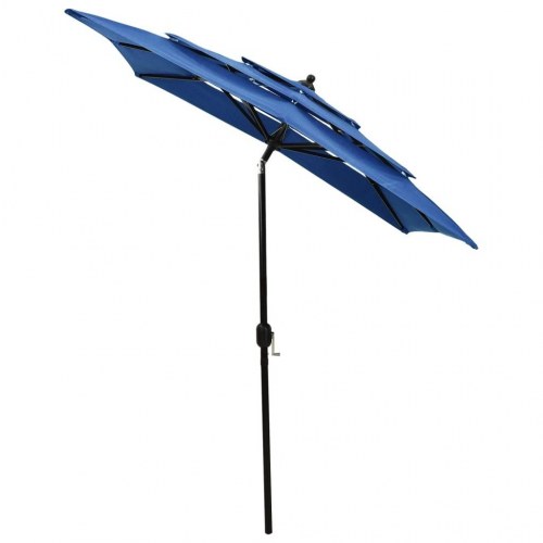 Parasol 2x2 m aluminiumsstang 3 niveauer azurblå