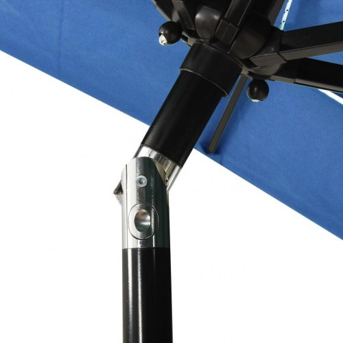 Parasol 2x2 m aluminiumsstang 3 niveauer azurblå