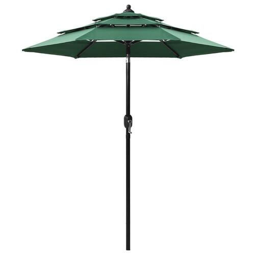 Parasol med aluminiumsstang i 3 niveauer 2 m grøn