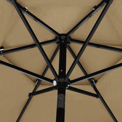 Parasol 2,5 m med aluminiumsstang - 3 niveauer, gråbrun