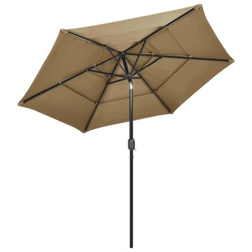 Parasol 2,5 m med aluminiumsstang - 3 niveauer, gråbrun