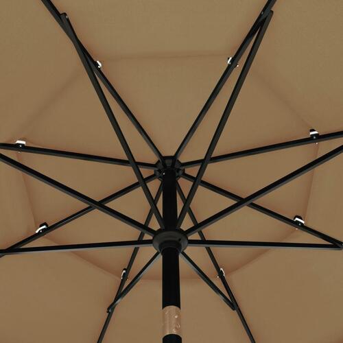 Parasol med aluminiumsstang i 3 niveauer 3,5 m gråbrun