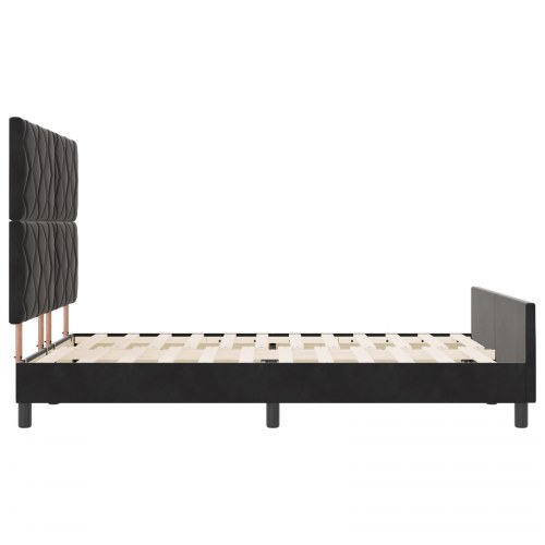 Sengestel med hovedgærde - sort fløjl 140 x 190 cm