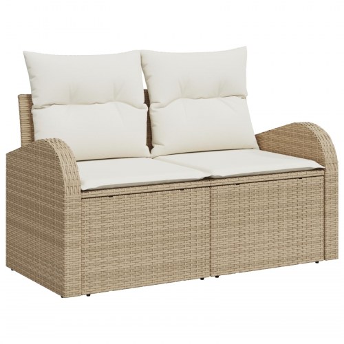 Havesofa Sæt med opbevaring 8 stk Beige Poly rattan
