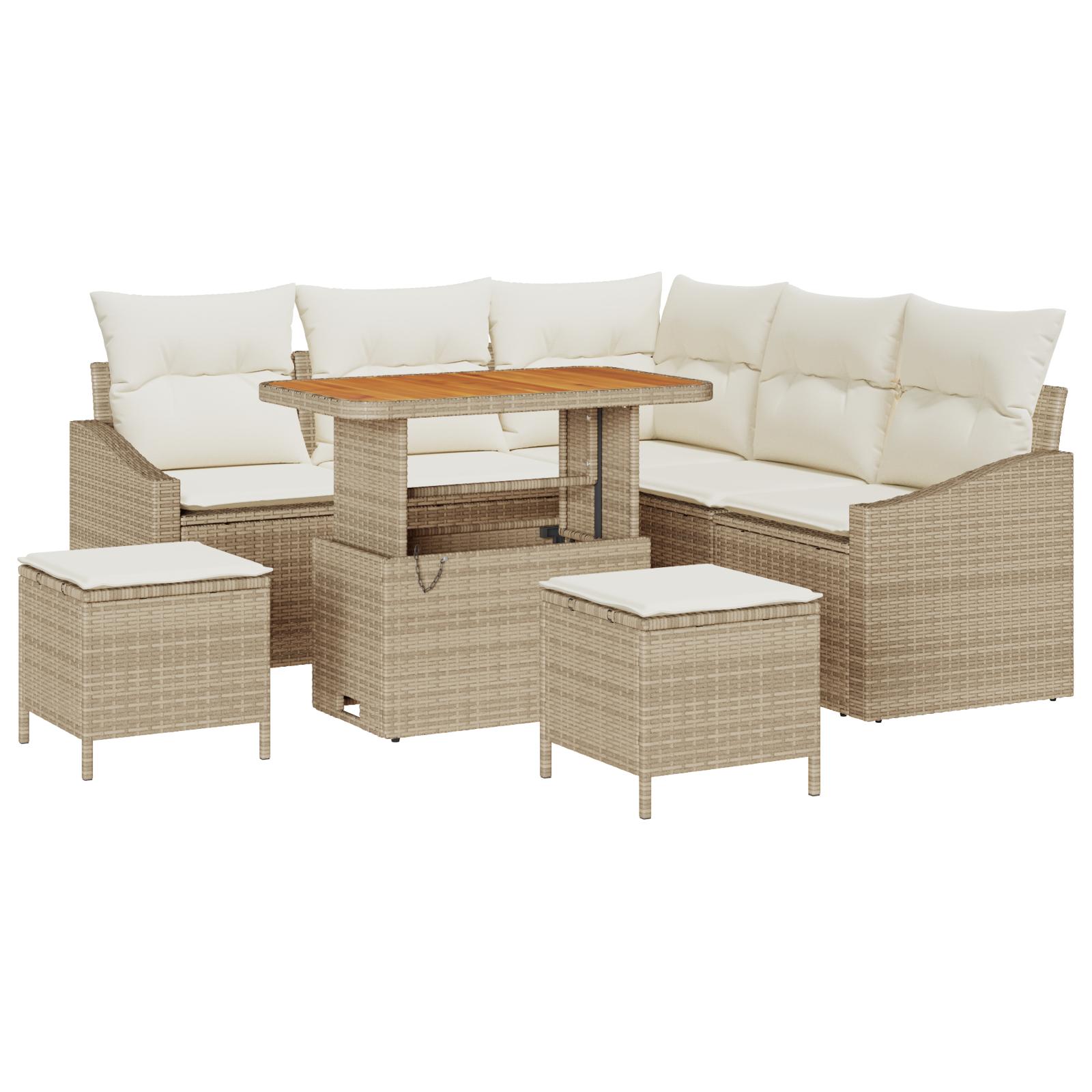 Havesofa Sæt med pude 8 stk Beige og creme 90 x 55 x 71 cm