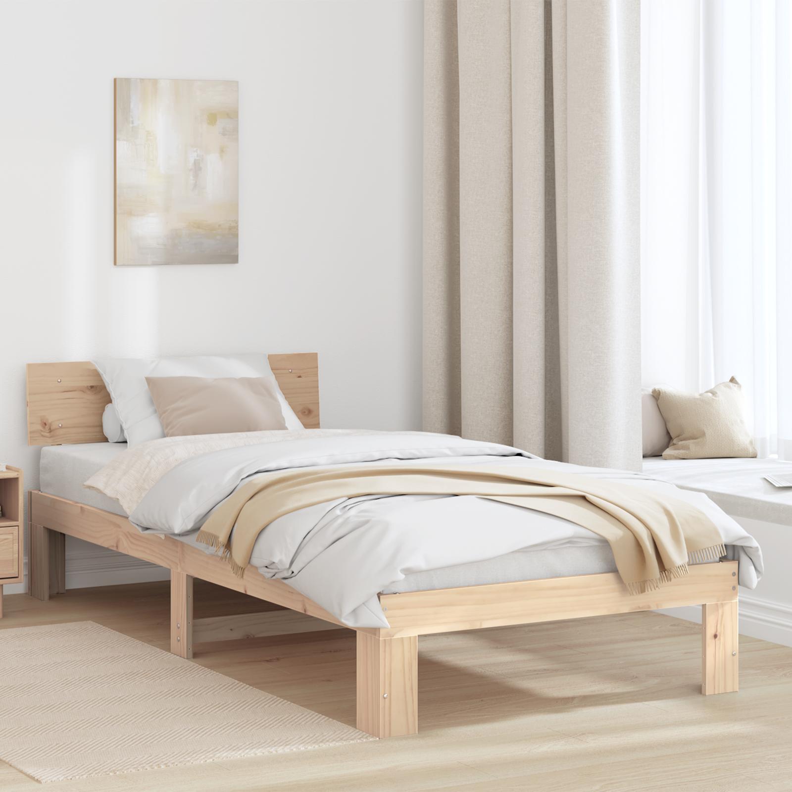 Sengestel med hovedgærde Brun 90 x 190 cm Massivt fyrretræ