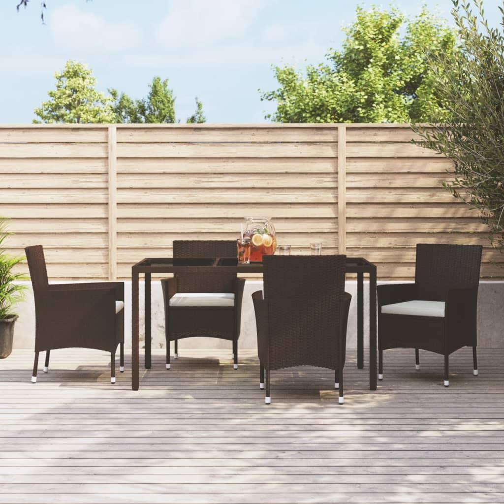 Havestole med hynder 4 stk. brun polyrattan (kun UK/IE/FI/NO)