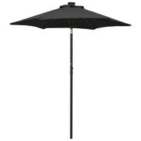 Parasol med LED-lys 200x211 cm aluminium sort