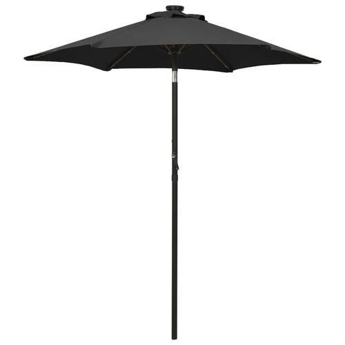 Parasol med LED-lys 200x211 cm aluminium sort