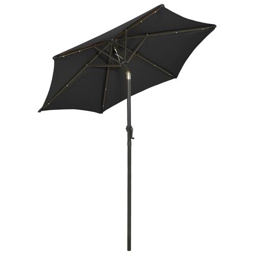 Parasol med LED-lys 200x211 cm aluminium sort