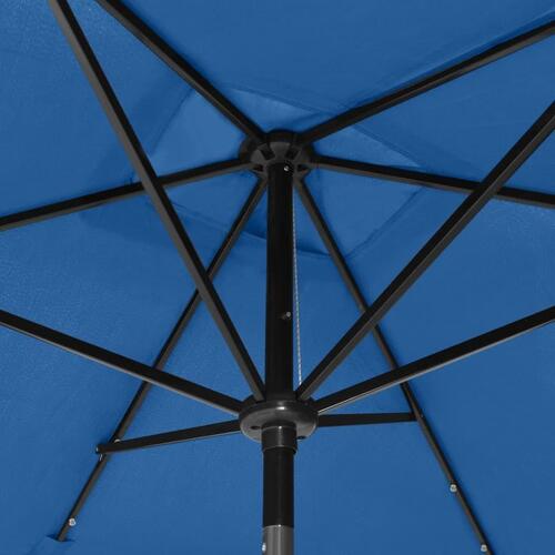 Parasol med stålstang og LED-lys 2x3 m sort
