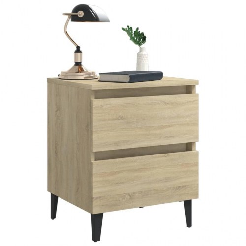 Sengeskab 2 stk. 40x35x50 cm konstrueret træ sonoma-eg