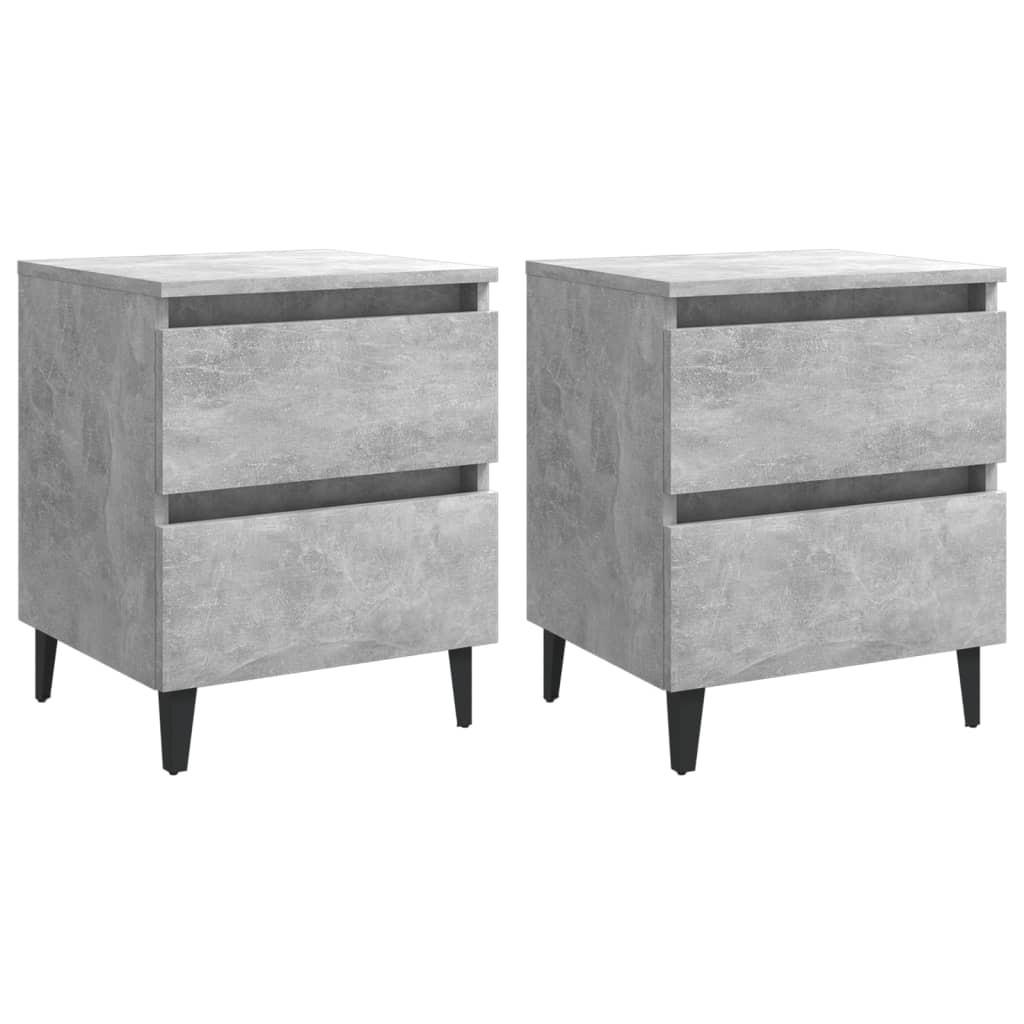 Sengeskab 2 stk. 40x35x50 cm konstrueret træ betongrå billede