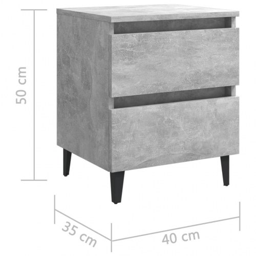 Sengeborde 2 stk. 40 x 35 x 50 cm - betongrå