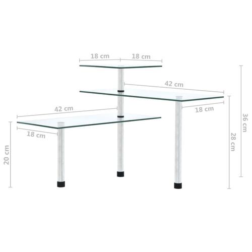 Hjørnehylde i 3 niveauer hærdet glas