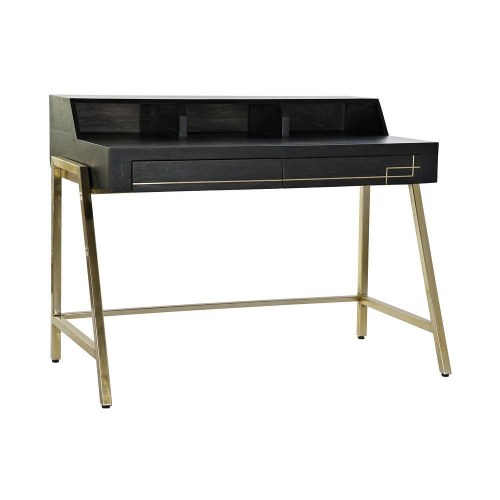 Skrivebord - sort mangotræ og gyldent metal, 125 × 74 × 93,5 cm