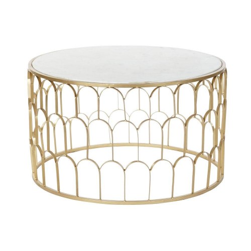 Sofabord i marmor og gyldent jern - 87 × 87 × 51,5 cm