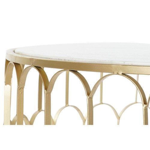 Sofabord i marmor og gyldent jern - 87 × 87 × 51,5 cm