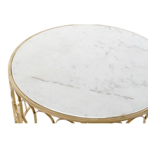 Sofabord i marmor og gyldent jern - 87 × 87 × 51,5 cm