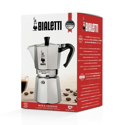 Bialetti Moka Express espressokande 18 kop - sølvfarvet