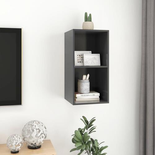 Væghængt tv-bord 37x37x72 cm konstrueret træ grå