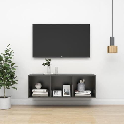 Væghængt tv-skab 37x37x107cm spånplade grå