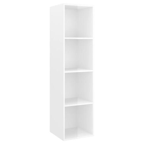 Væghængt tv-skab 37x37x142,5 cm konstrueret træ hvid højglans