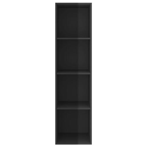 Væghængt tv-skab 37x37x142,5 cm konstrueret træ sort højglans