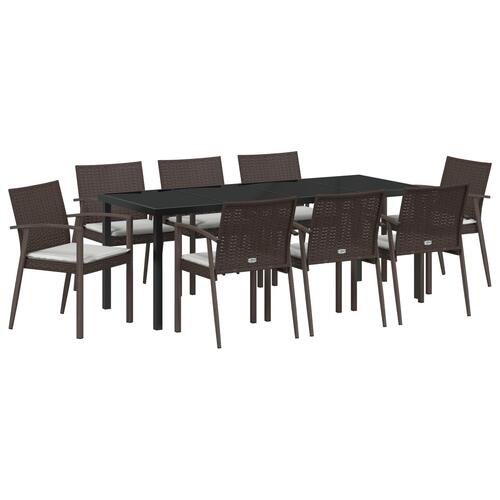 Sæt af 5 Brun og cremehvid PE rattan, stål, polyester, skum