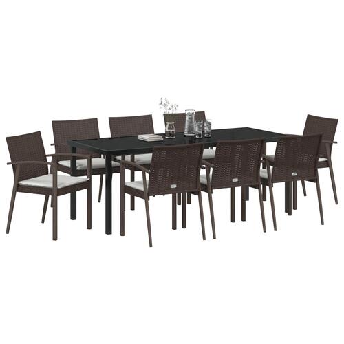 Sæt af 5 Brun og cremehvid PE rattan, stål, polyester, skum