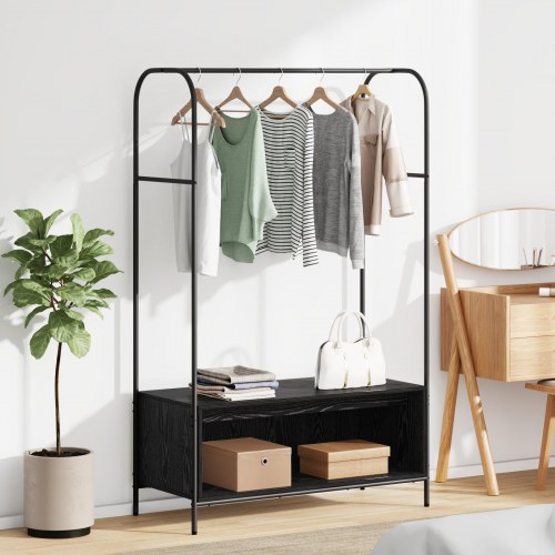 Tøjstativ med opbevaring Sort 100 x 44 x 160 cm Konstrueret træ
