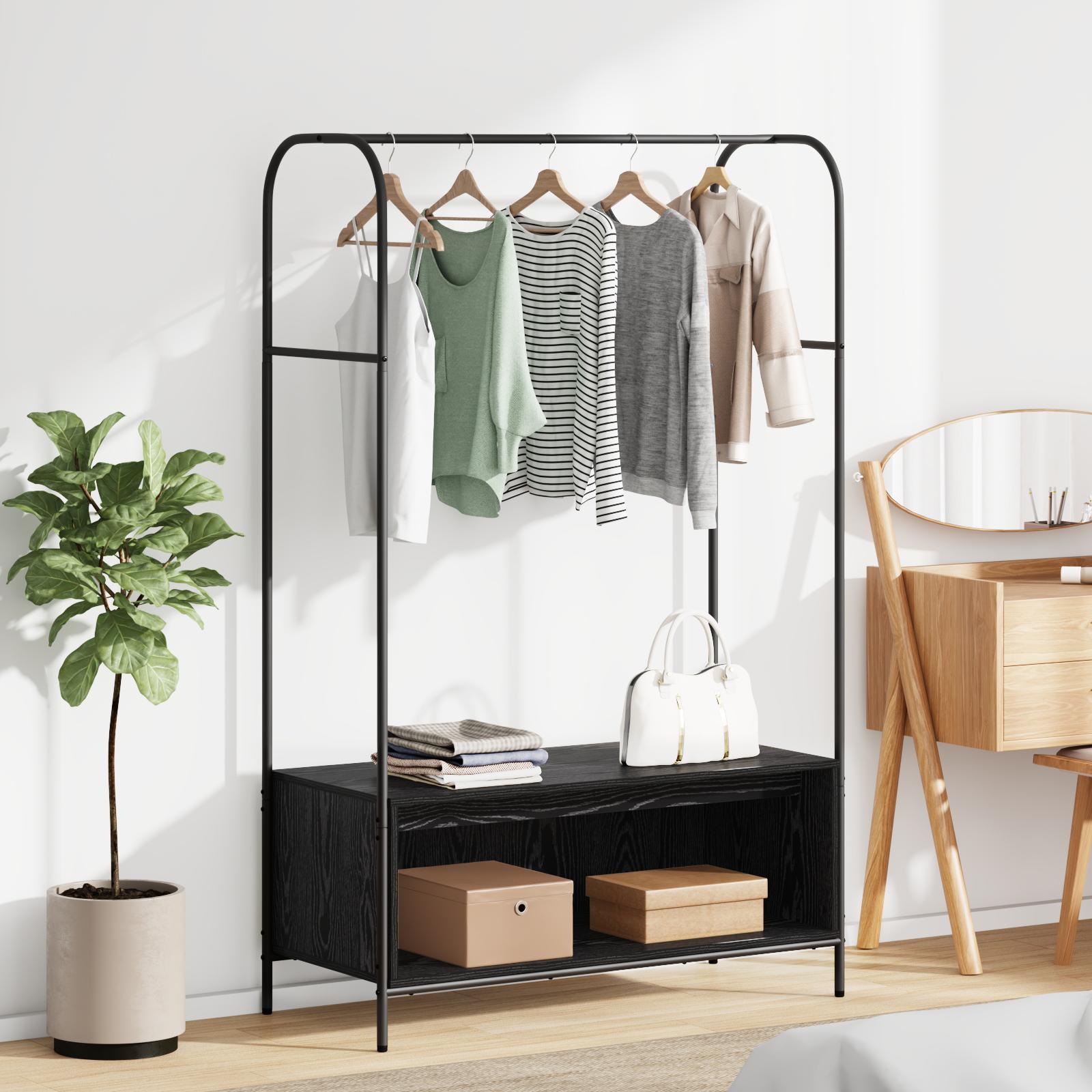 Tøjstativ med opbevaring Sort 100 x 44 x 160 cm Konstrueret træ