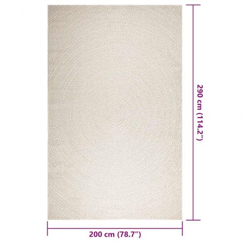 Gulvtæppe 200×290 cm i jute-look - indendørs/udendørs, creme