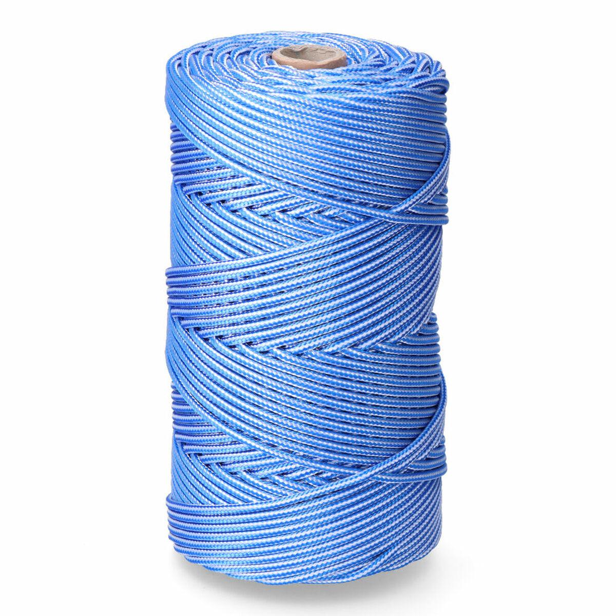 Snørebånd, ledning EDM 87913 Blå Hvid polypropylen 5 mm x 200 m Fletning