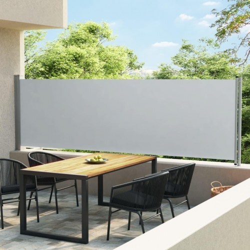 Sammenrullelig sidemarkise til terrasse 140 × 600 cm - grå