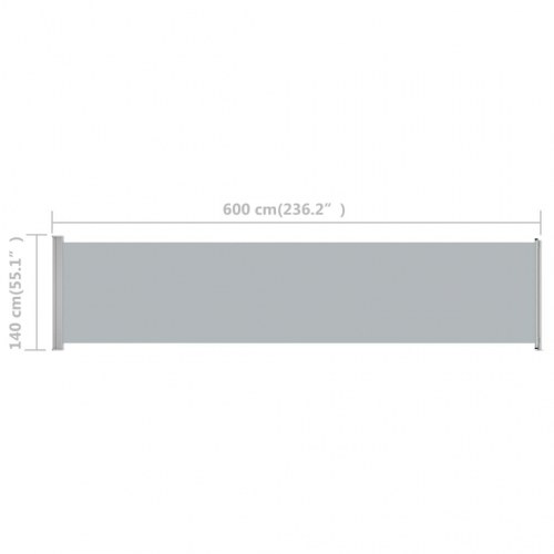 Sammenrullelig sidemarkise til terrasse 140 × 600 cm - grå