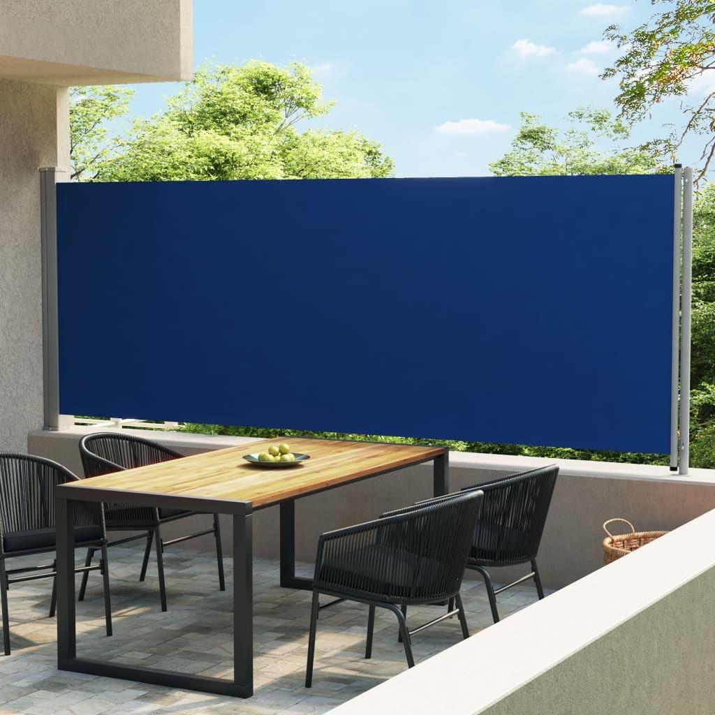 Sammenrullelig sidemarkise til terrassen 600x170 cm blå