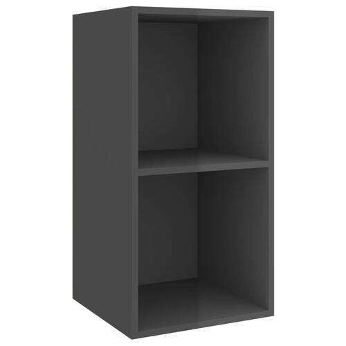 Væghængt tv-bord 37x37x72 cm konstrueret træ grå højglans