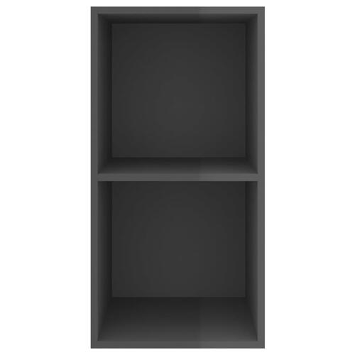 Væghængt tv-bord 37x37x72 cm konstrueret træ grå højglans