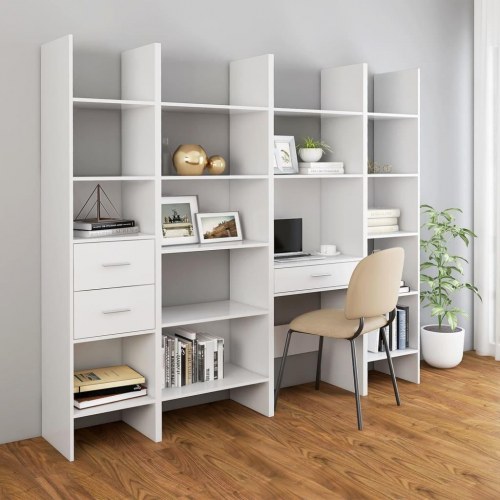 Bogreol i hvid - 60 × 35 × 180 cm, konstrueret træ