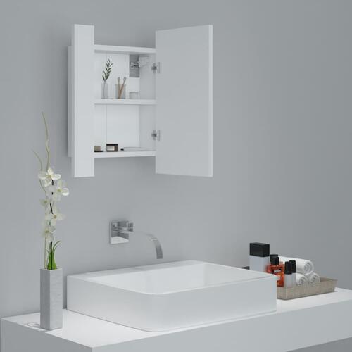 Badeværelsesskab med LED-lys 40x12x45 cm akryl hvid
