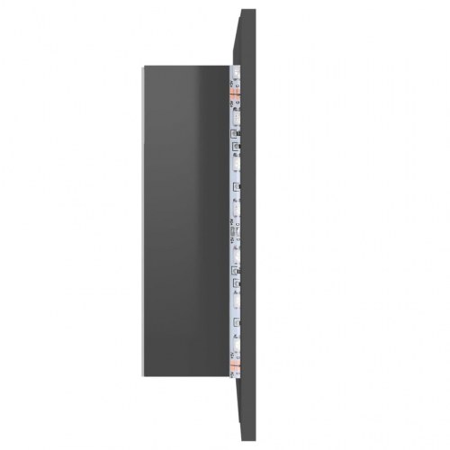 Badeværelsesskab m. spejl+LED-lys 60x12x45 akryl grå højglans