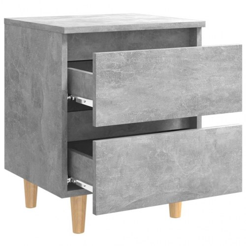 Sengeskabe med ben i massivt fyrretræ 2stk. 40x35x50cm betongrå